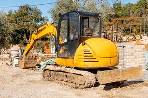 Structural Machine Construction Site, Excavator Excavation Building Foundation photo