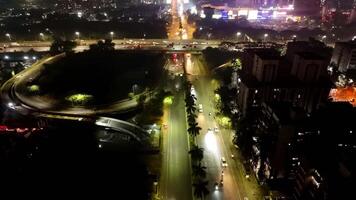 Aerial view curved roadways and elevated highway video