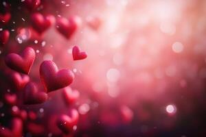 Red Hearts Falling Softly Against a Romantic Background photo