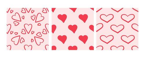 Seamless pattern with cute red hearts on pink background vector