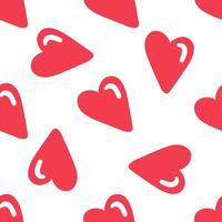 Seamless pattern with red hearts and highlights on white background vector