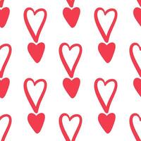 Seamless pattern with vertical red hearts on white background vector