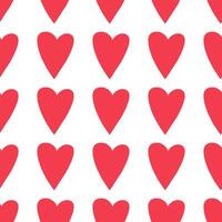 Simple red hearts seamless pattern on white background for designs vector