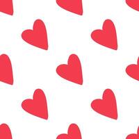 Minimal seamless pattern with red hearts on white background vector
