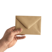 Hand Holding a Brown Envelope on Transparent Background for Business and Communication Themes png