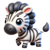 Adorable Cartoon Zebra with Big Eyes and Striped Pattern in a Cute Pose png
