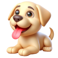 Cute Cartoon Puppy with Tongue Out Sitting Happily png