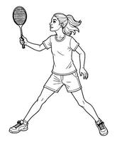 Badminton outline coloring page line art vector