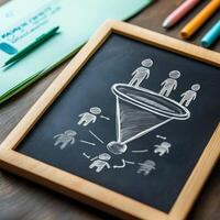 This is a visual representation of a marketing sales funnel, which effectively illustrates the various stages of potential customers as they transition gradually towards making conversions photo