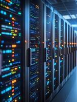 A modern server room is filled with numerous computer racks, specifically designed to host critical systems in a highly secure environment, catering to both data centers and crypto mining operations photo