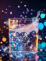 Effervescent tablets dissolve quickly in clear water, creating vibrant and delightful bubbles that dance and swirl energetically, showcasing the fascinating wonders of chemistry brilliantly in motion photo