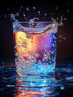 Effervescent tablets are fascinating as they release numerous bubbles when placed in clear water, resulting in a stunning and mesmerizing swirling pattern along with vibrant, eyecatching colors photo