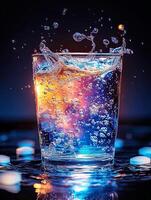Effervescent tablets, when placed in water, dissolve and create colorful bubbles that swirl around, captivating onlookers with their dynamic motion and the fascinating effects they produce photo