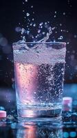 Effervescent tablets in water create vibrant bubbles that rise and form swirling patterns, captivating anyone who watches these mesmerizing motions for a refreshing visual experience photo
