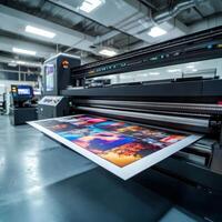 This stateoftheart large format printing machine is designed for producing vibrant and stunning prints with highquality images, all while operating in a modern and advanced printing environment photo