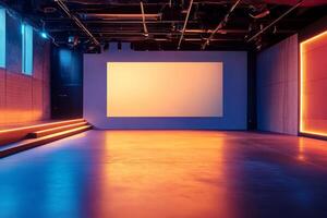 This is a highly versatile conference room that features a large projection screen, making it perfect for creative content development and impactful business presentations and meetings photo