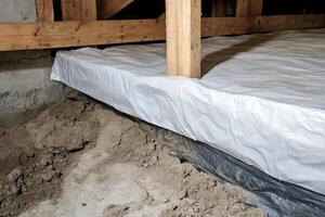 A proper vapor barrier installed in crawl spaces effectively prevents moisture intrusion, thus protecting the home from significant problems like mold growth and potential structural damage over time photo