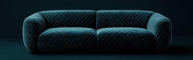 Modern design quilted sofa in rich teal color showcasing luxury comfort photo