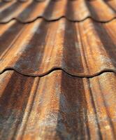 Rusty metal roof showcasing weathered texture and color patterns photo