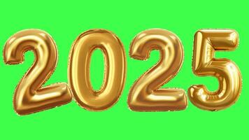 2025 golden balloon isolated on green video