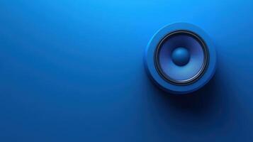 Vibrant blue speaker against a solid blue background highlights contemporary design and sound quality photo