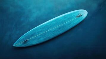 Surfer's board rests calmly on turquoise waters under a serene sky at midday photo