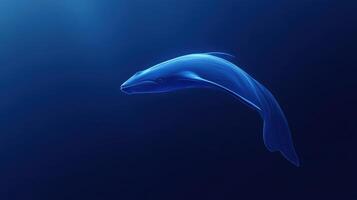 Majestic blue whale swimming gracefully in deep ocean waters at dusk creating a serene underwater atmosphere photo
