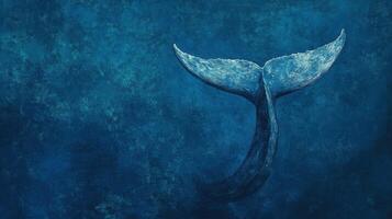 Majestic whale tail emerges from deep blue ocean waters, showcasing the grace of marine life and the beauty of nature photo