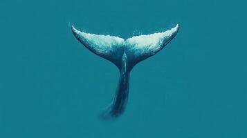 Majestic whale tail emerging from turquoise waters during a serene underwater encounter photo