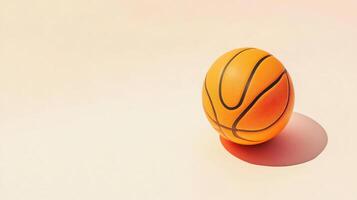 Bright orange basketball resting on a smooth surface with a warm background, ideal for sports and athletic themes photo