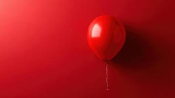 Bright red balloon floating against a vibrant red background provides a whimsical touch to the festive atmosphere photo