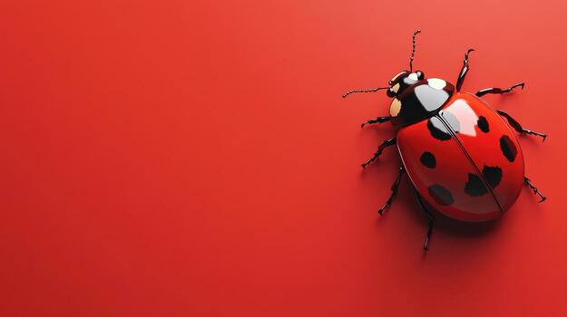 brillante rojo mariquita gateando en suave superficie durante tiempo de día foto