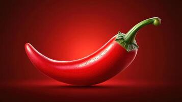 Vibrant red chili pepper shining against a soft gradient background that enhances its color and shape photo