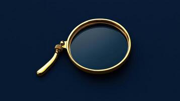 Elegant golden magnifying glass resting on a blue background, emphasizing detail and craftsmanship photo