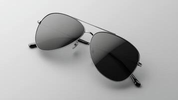 Stylish aviator sunglasses displayed on a clean, light surface in a modern setting photo