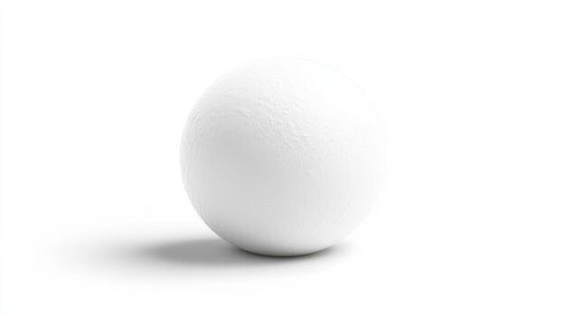 Simple white sphere resting on a clean surface with soft shadows highlighting its texture and form in a minimalistic setting photo