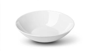 Elegant white serving bowl placed on a clean surface for dining at a modern kitchen setting photo