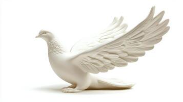 Elegant white dove sculpture with detailed wings positioned against a blank background photo