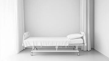 Hospital bed in a minimalist room with natural light during daytime photo