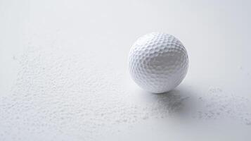 Golf ball resting on a smooth surface with subtle texture details and soft lighting in a neutral setting photo