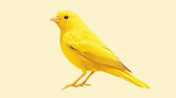 Bright yellow bird perched gracefully on a light background showcasing its vibrant feathers and cheerful demeanor photo
