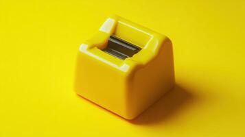 Bright yellow tape dispenser on a vibrant yellow background for a cheerful workspace photo