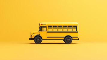 Yellow toy school bus on a bright yellow background showcases playful design and educational themes photo
