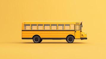 Bright yellow school bus on a simple yellow background showcasing classic design and childhood memories photo