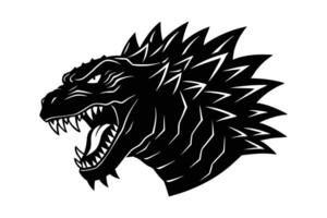 Silhouette of godzilla head side view art illustration vector