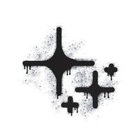 Spray painted graffiti star spangle sign in black on white. twinkling star symbol. isolated on white background vector