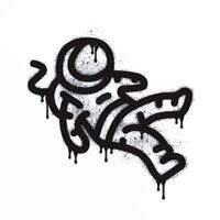 Graffiti astronaut sign spray painted in black on white. Astronaut symbol isolated on white background. vector