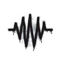 Spray graffiti tea sound wave sign painted black on white. sound wave symbol. isolated on white background. vector