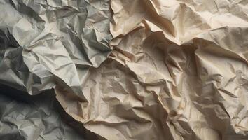 Textured aged crumpled paper with intricate wrinkles and creases ideal for background or vintage design projects. photo