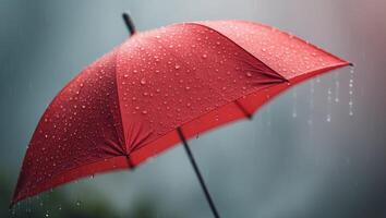 A red umbrella with water droplets on it photo